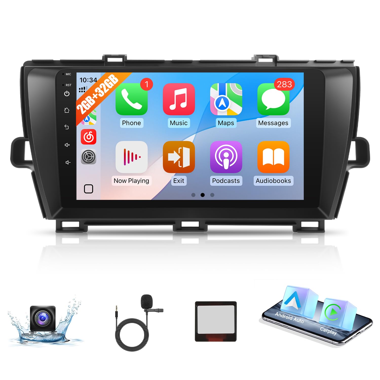 Photo 1 of Naifay Android Car Radio for Toyota Prius 2010-2015, 2+32G 9inch IPS Touch Screen for Toyota Prius Stereo with Carplay Android Auto Bluetooth FM GPS WiFi SWC Camera+Can Bus (Fit J.B.L Version)