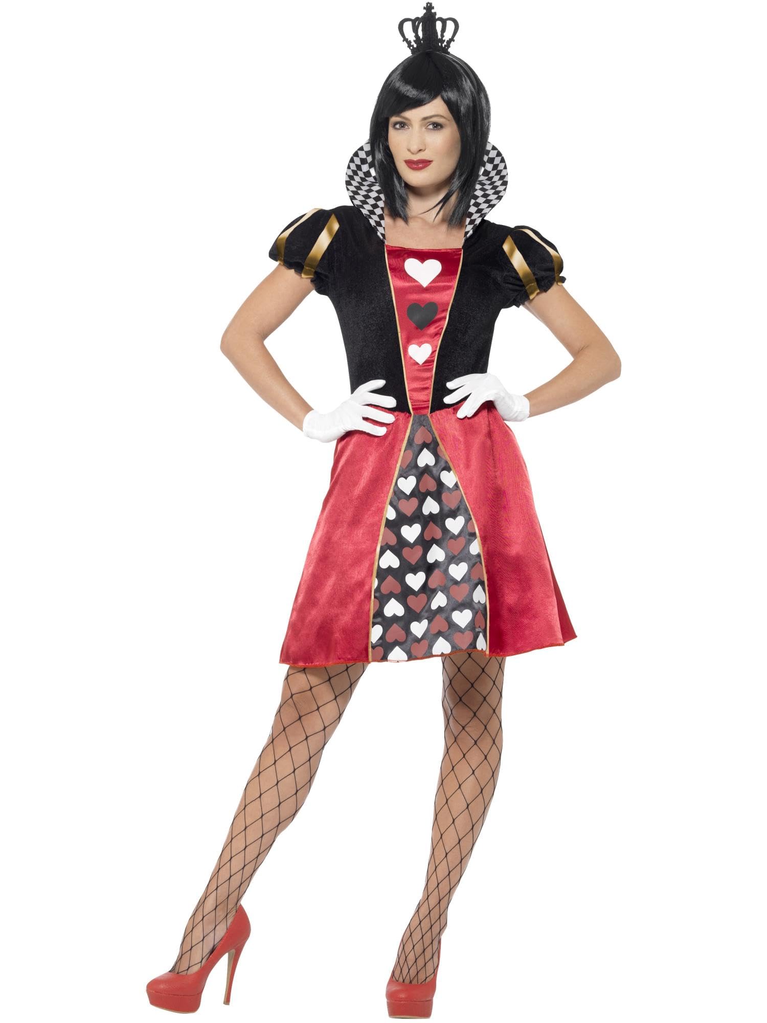 Smiffys Carded Queen Costume, Red with Dress, Crown & Gloves, Fairytale, Wings and Wands Fancy Fancy Dress, The Queen Dress Up Costumes