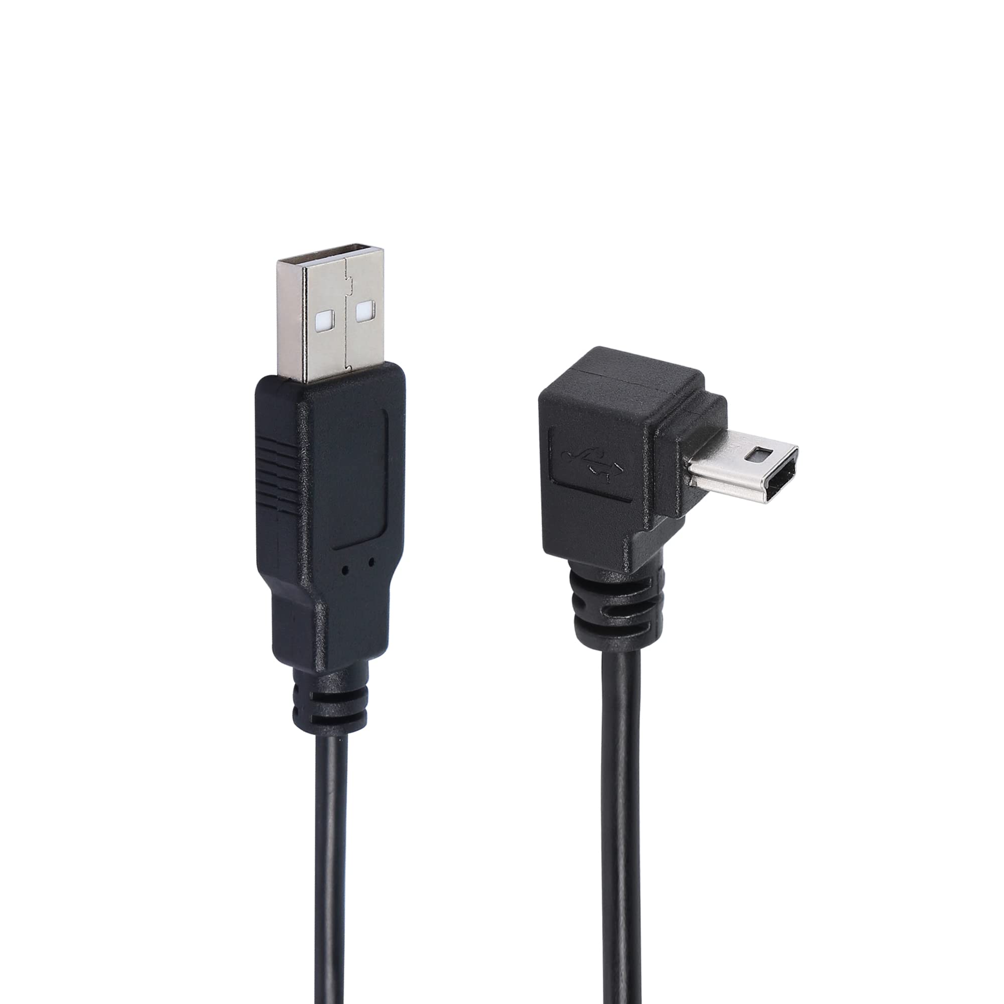 QIANRENON 90 Degree Mini USB to USB 2.0 Extension Cable Mini 5pin USB B Male Right Angle to USB 2.0 Male Data GPS Devices Cable 1.5m(Down Angle)