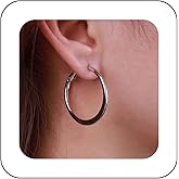 Andelaisi Boho Hollow Circle Earrings Vintage Circle Hoop Earrings Silver Geometric Hoop Earrings Minimalist Flat Circle Dangle Earrings Jewelry for Women