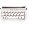 YUNZII Upgraded Wireless Typewriter Keyboard, Retro Aesthetic with Integrated Stand,Cute Round Keycaps, USB-C/Bluetooth Connection for Table, Phone, PC and Win/Mac/Android (B307, Baby Pink)