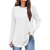 Elesomo Womens T Shirts Long Sleeve Casual Crew Neck Thumb Hole Tops Tunic with Leggings