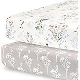 Pobibaby - 2 Pack PremiAum Fitted Baby Girl Crib Sheets for Standard Mattress - Ultra-Soft Jersey Knit, Safe and Snug, and Stylish Floral Crib Sheet (Wildflower)