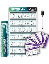 Yoyork Workout Posters for Body-Weight Training Exercise - Laminated Home Gym Workout Poster with 10 Workout Cards - 17" x 45"