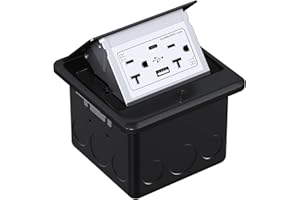 WEBANG Pop Up Floor Outlet Box with 20 Amp Tamper-Resistant Type A & Type C USB 5V/5.0A Recepatacle Outlet, Corrosive Resistant Hardware, ETL Listed, Black