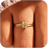 Mother Daughter Knot Rings Friendship Rings 925 Sterling Silver 14K Gold Plated Stackable Layered Aura Rings for Women Promise Rings for Her Birthday Christmas Gifts
