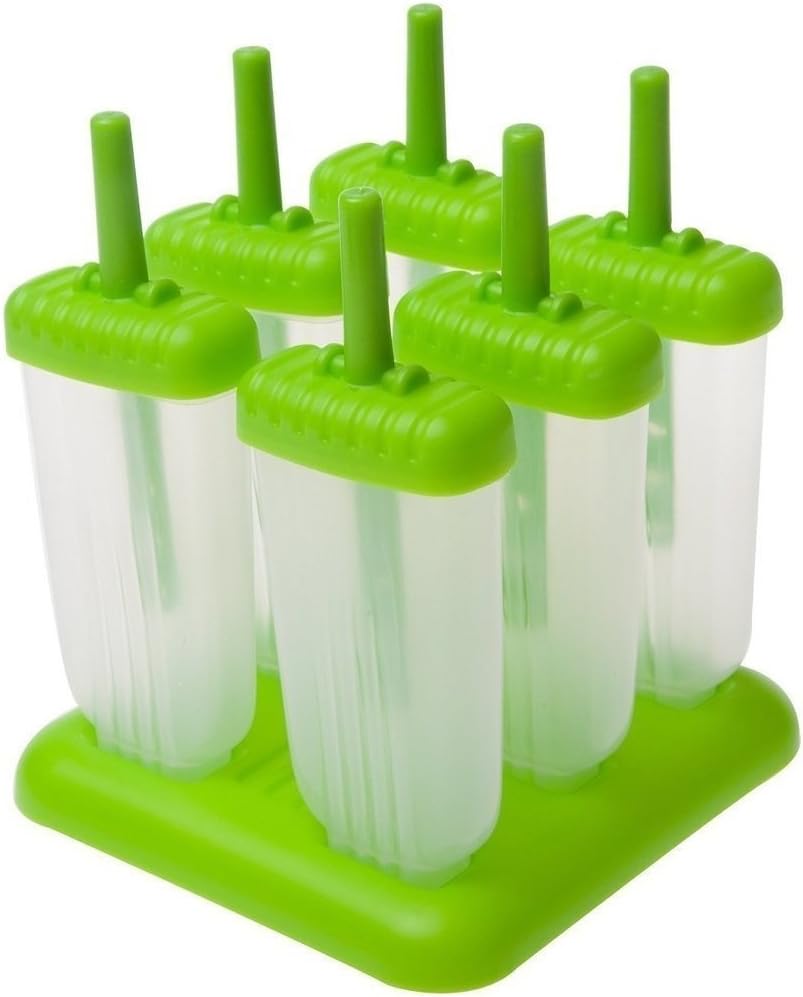 MasterStor Reusable Polypropylene Plastic Popsicle Mould (Green) Set of 6