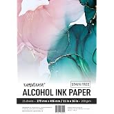 KAMENSKAYA Alcohol Ink Paper - Synthetic Paper Set for Alcohol Inks - 11 x 16 in, 25 Sheets