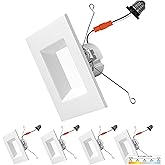 NUWATT 4 Pack, 6 Inch Retrofit LED Square Recessed Lighting, 5CCT 2700K/3000K/3500K/4000K/5000K Selectable, 1100 Lumens 14W, Dimmable 6" Square Downlight, 6 Inch Square Can Light, Wet Rated, ETL, T24