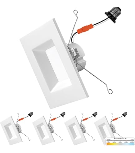 NUWATT 12 Pack, 6 Inch Retrofit LED Square Recessed Lighting, 5CCT