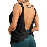 icyzone Women's Open Back High Neck Workout Athletic Gym Tank Tops