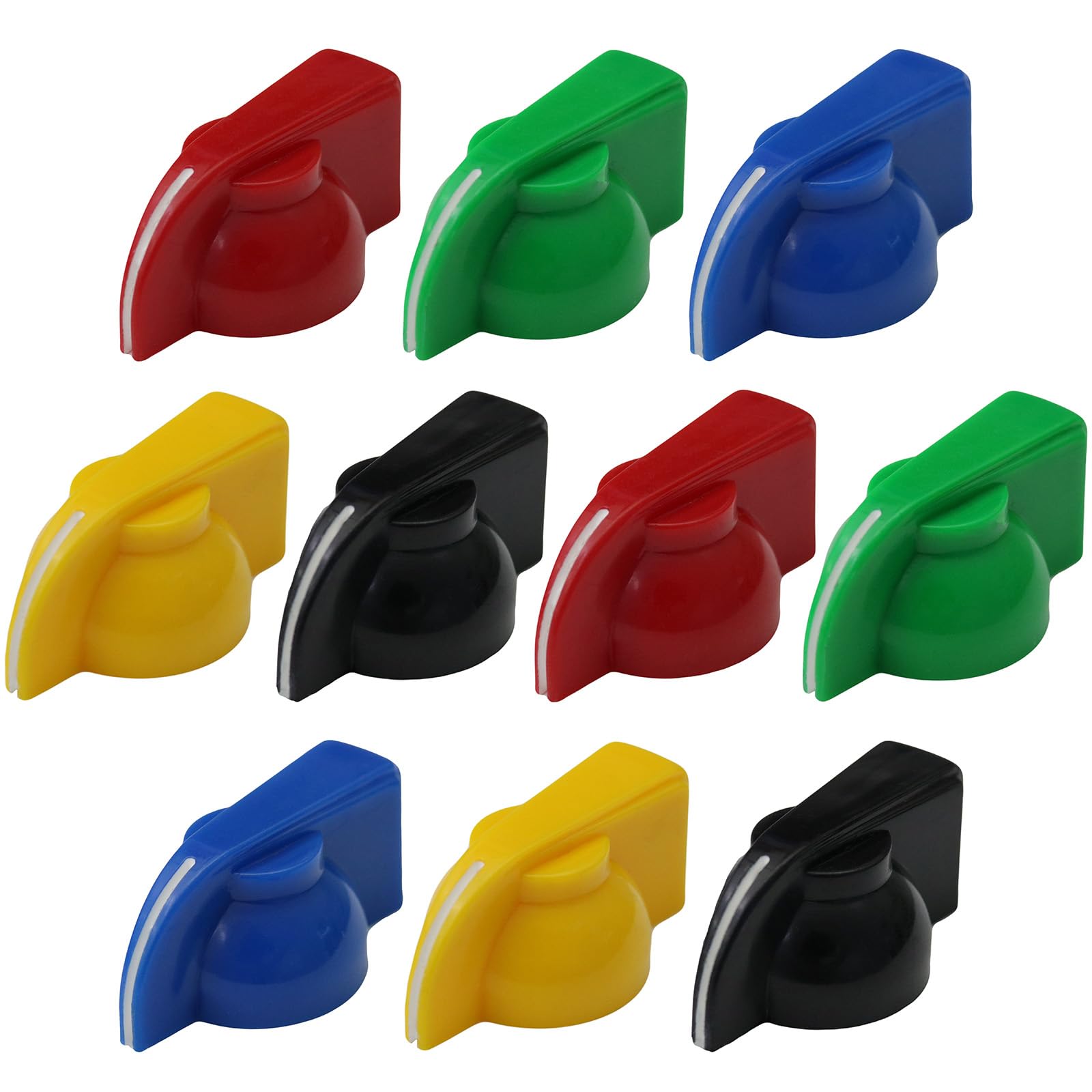 10 Pack Mixed Colour 6mm Splined Chickenhead Rotary Control Knobs Audio/Guitar/Mixer Knob