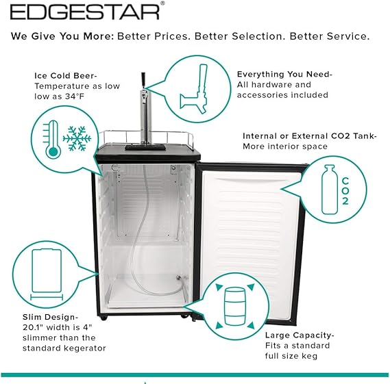 edgestar kc2000 full size kegerator and keg beer cooler