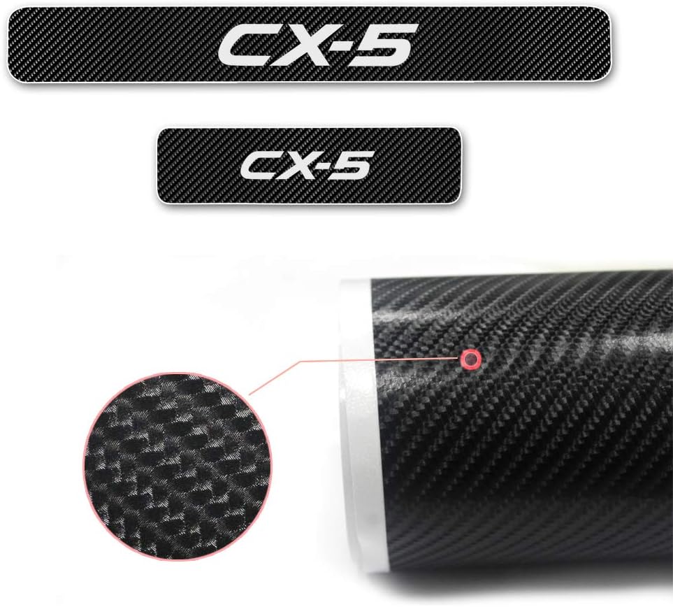 For CX-5 Carbon Fiber Car Door Sill Scuff Guard Anti Scratch Panel Step Protector Stickers(For CX-5,White)