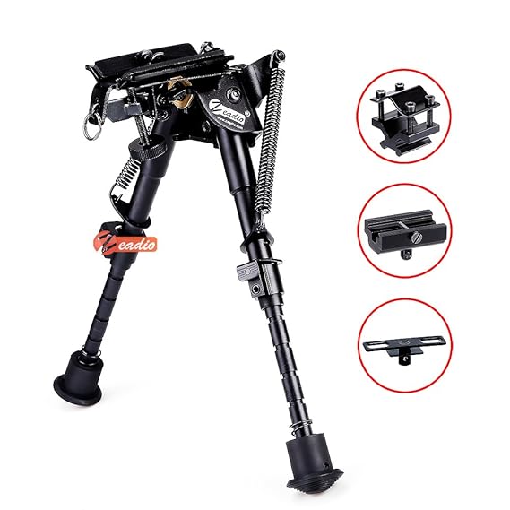 zeadio kippbar schwenkbar Zweibein mit Schlinge-Halterung und 3 Adapter (15 bis 23 cm / 6 bis 9 Zoll)