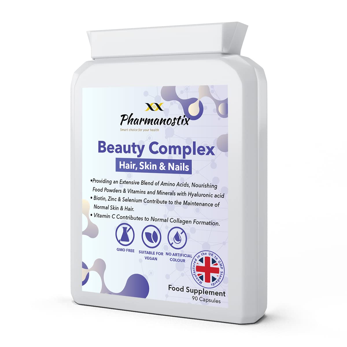 Beauty Complex for Hair Skin & Nails-90 Vegan Capsules - Advanced Supplement with Biotin, Coconut, Avocado, Hyaluronic, Vitamin C, Selenium & Amino Acid Collagen Formation Blend - for Men & Women