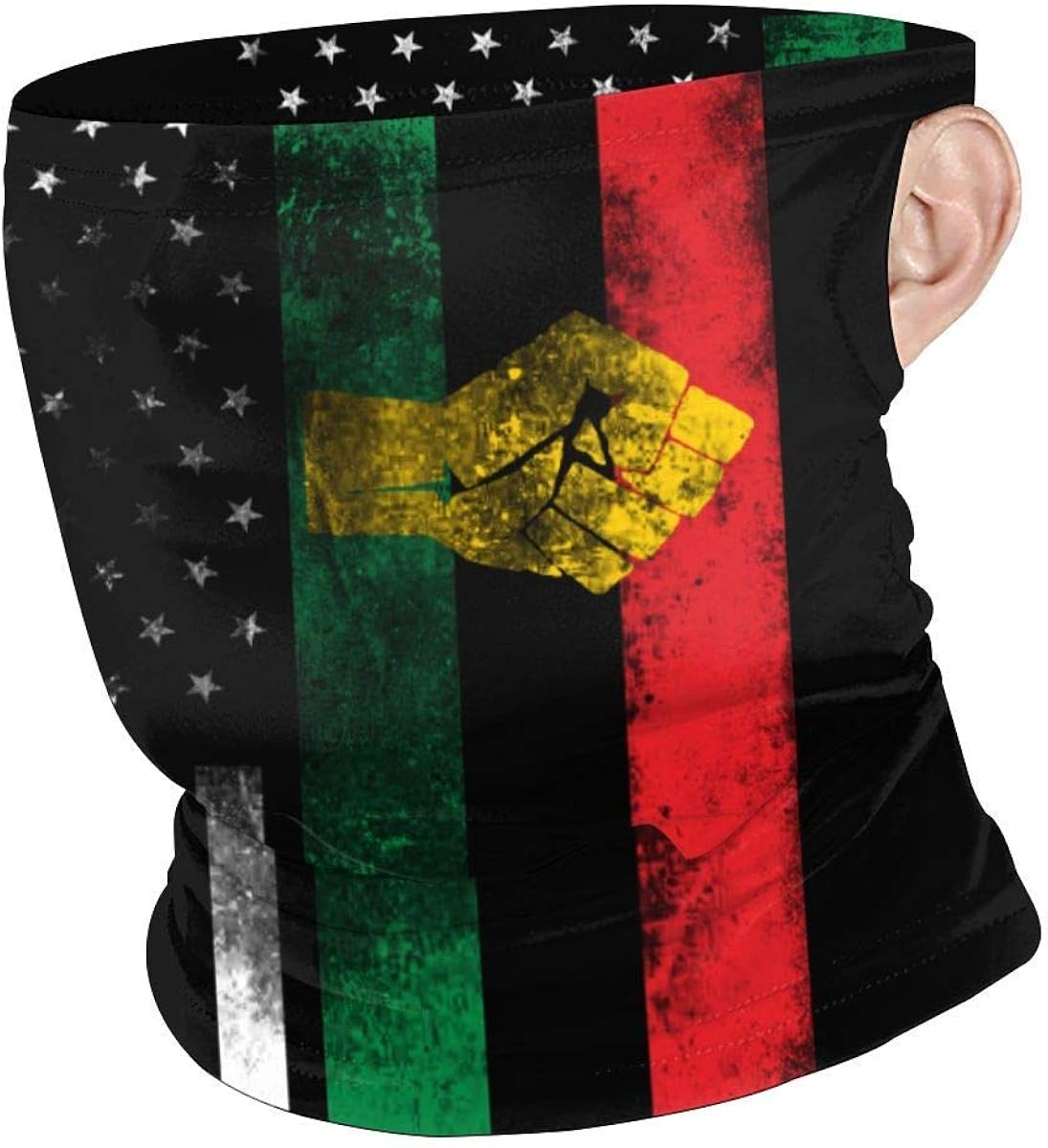 Unisex USA Kuwait Flag Distressed Headgear Wrap Hanging Ear Neck Gaiter