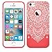 MagicMobile iPhone 5S / 5 / SE Case, Slim Hybrid Case [Cute 3D Printed White Henna Mandala Pattern] Embossed Rugged TPU with Bumper Frame Dual Layers - [Light Pink]