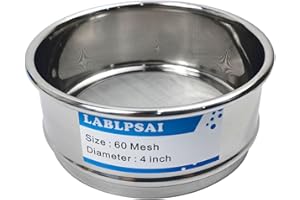 LABLPSAI 60 Mesh Lab Sieves 4" Diameter 304 Stainless Steel Wire Cloth Test Sieve for Industrial Laboratory Home