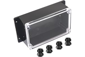 Raculety Junction Box IP65 Waterproof ABS Plastic Electrical Project Case Power Junction Boxes, Clear Cover Project Box with Fixed Ear 7.87 x4.72 x2.95 inch (200x120x75 mm)