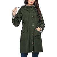 SoTeer Rain Jacket Women Floral Lined Hooded Lightweight Raincoat Waterproof Outdoor Windbreaker S-XXL