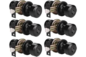 KNOBWELL 6 Pack Matte Black Door Knob Privacy Locking Door Knob, Bedroom/Bathroom Door Knobs with Lock Interior Use