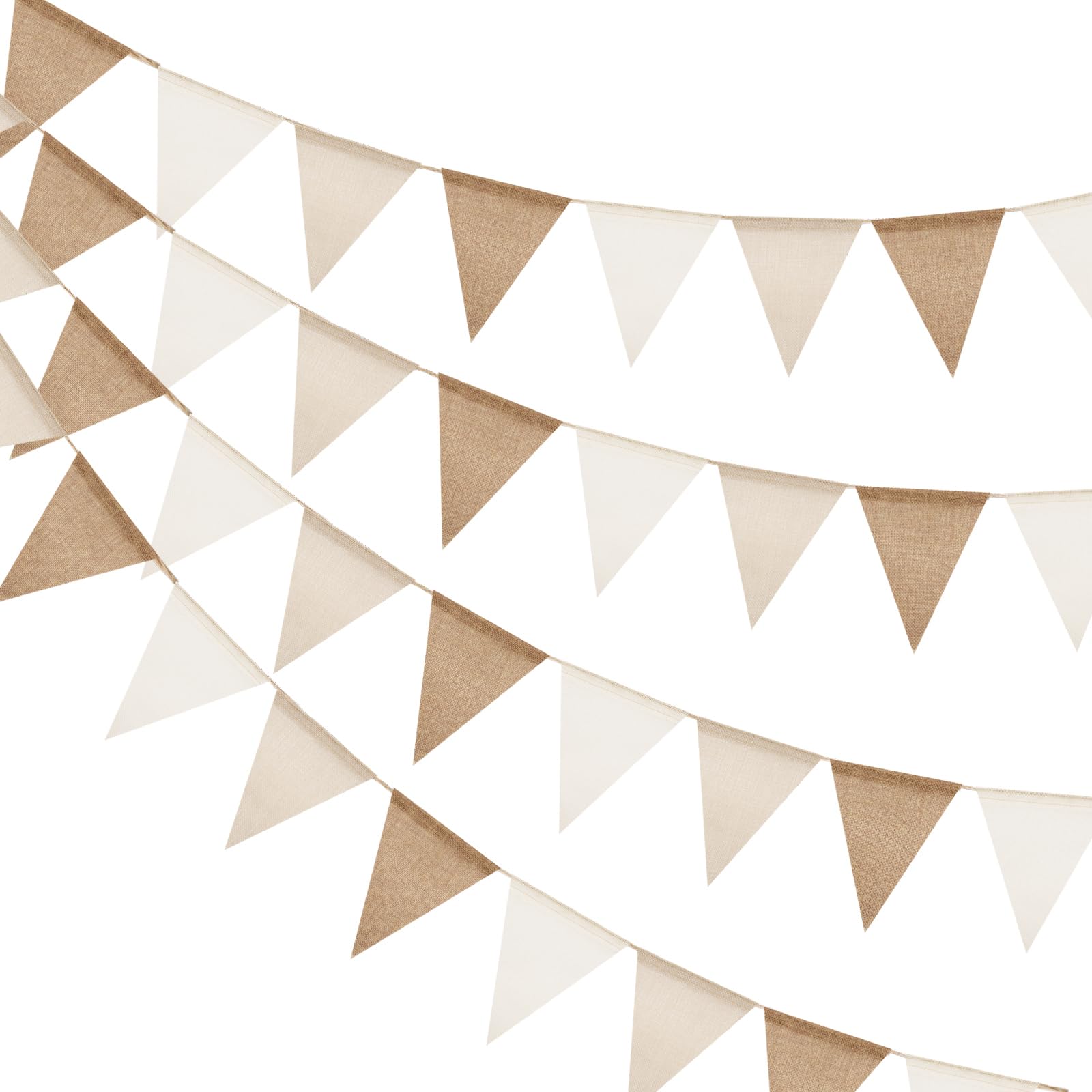 jijAcraft Pre-strung Beige Brown Burlap Bunting: 36PCS Rustic Hessian Bunting 12M Garden Outdoor Burlap Triangle Flags Hessian Banner for Wedding, Birthday, Baby Shower, Room or Garden Decorations