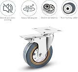 Holdfiturn 4Pcs 100mm Rubber Swivel Castor Wheels with Brakes 600kg view 3