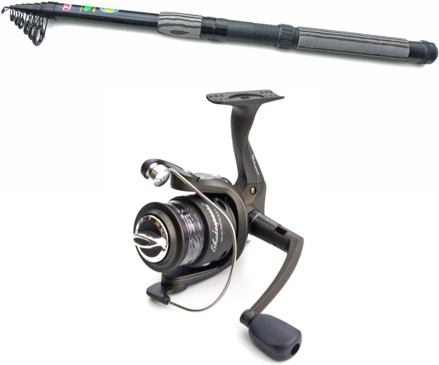 SHAKESPEARE OMNI FD Reel & OAKWOOD Telescopic 2.4M 8FT Carbon Travel