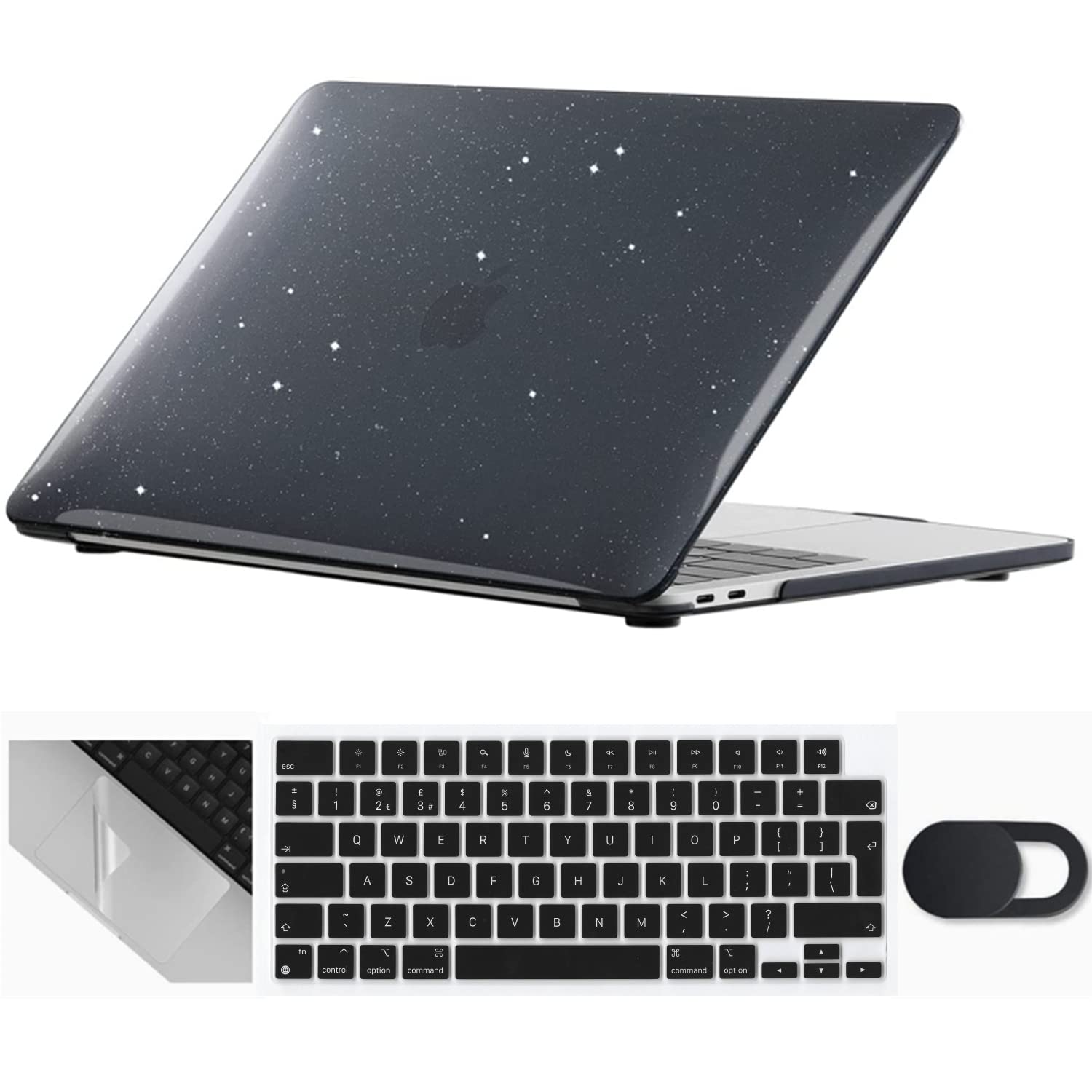 Se7enline Compatible with MacBook Pro Case 16 inch 2021 2022 2024 2023 M4 M3 M2 M1 A2485 A2779 A2991 A3403 Crystal Glitter Hard Shell Case &Keyboard Skin & Touchpad Protector & Webcam Cover,Black
