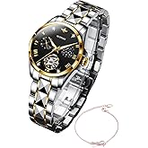 OUPINKE Womens Watches Automatic Luxury Rose Gold Watches Mechanical Moon Phase Tungsten Steel Crystal Skeleton Waterproof Luminous Women Watch…