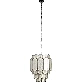 Creative Co-Op Laminated Capiz Tiered Chandelier, Black
