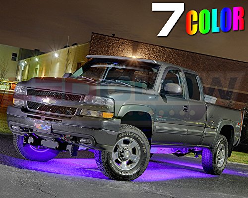 LEDGlow 6pc Multi-Color Slimline LED Truck Underbody Underglow Light Kit - Durable Waterproof Light Tubes - Includes Wireless Remote