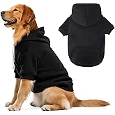 BAOBICUTE Dog Basic Hoodie Soft Dog Clothes Cold Weather Sweaters for Medium Large Dogs Cozy Fabric Warm Sweatshirt with Leash Hole (Black, XL (Back: 24.8",Chest: 33.86", Neck: 25.2"))