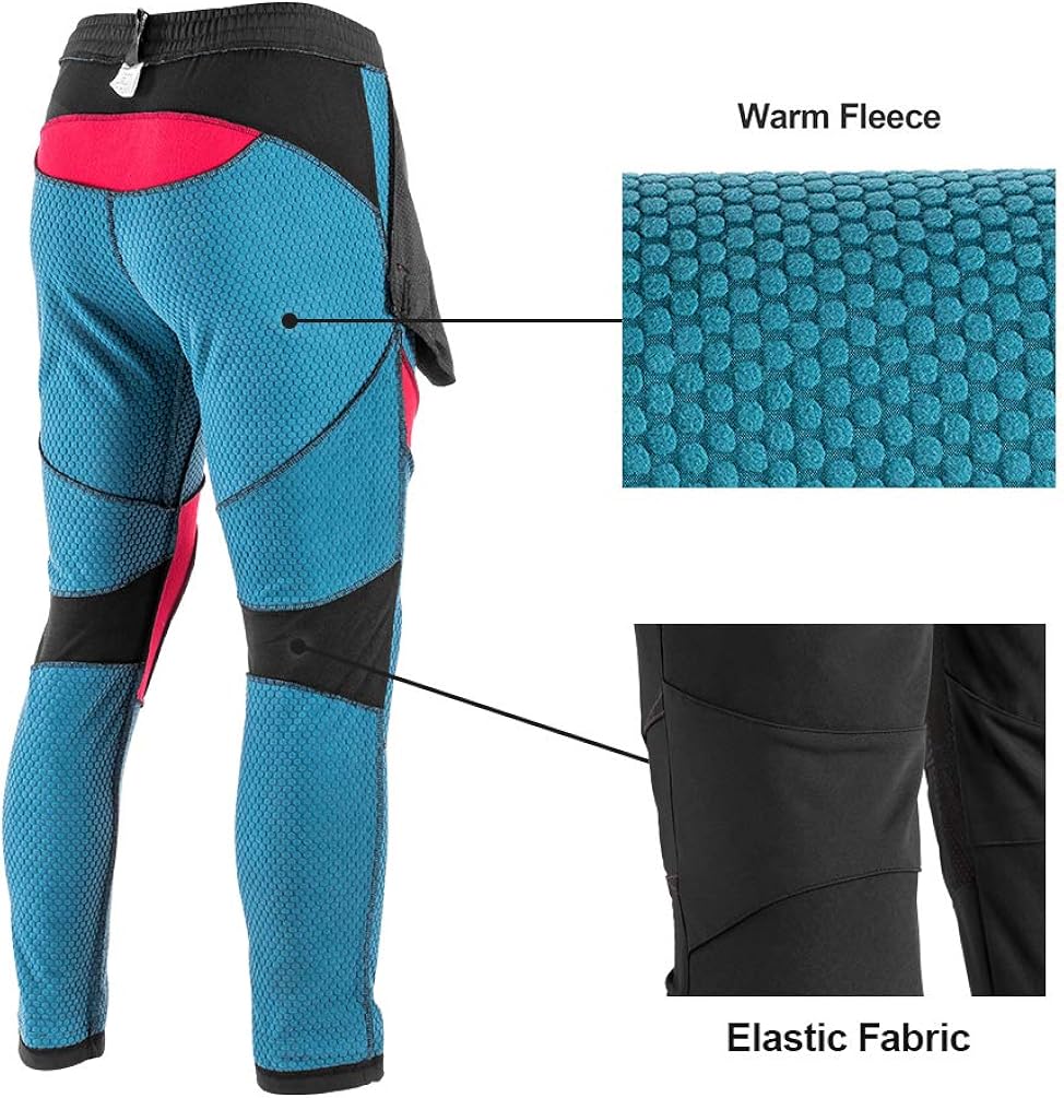 ROCKBROS Winter Cycling Pants Warm Ergonomics Men's Windproof Thermal Bicycling Pants Black: Clothing