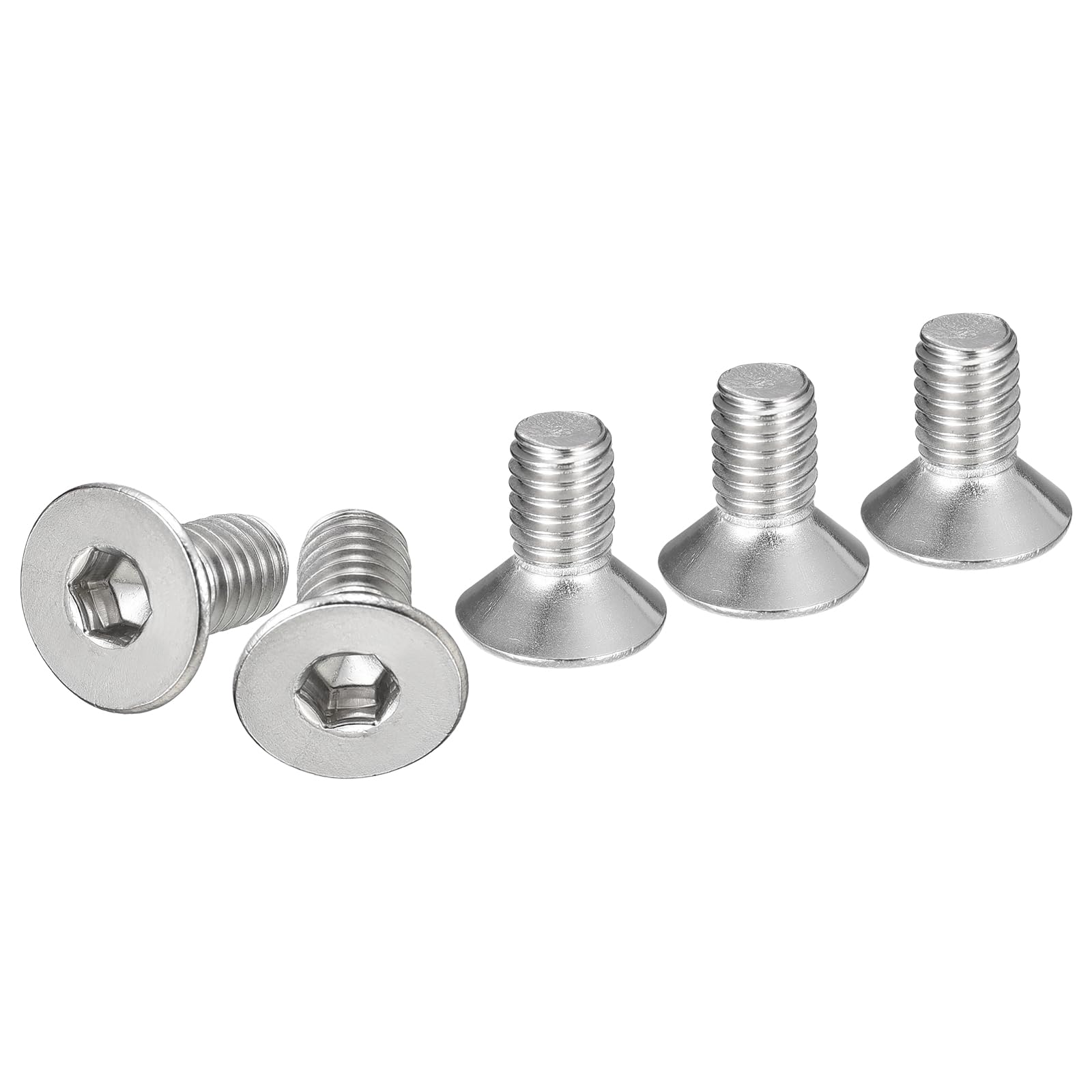 DTGN M6-1 x 12mm Flat Head Socket Cap Screws, 50 Pack 304 Stainless Steel Hex Socket Flat Head Screws, Full Thread, Countersunk Bolts