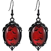 Gothic Bat Earrings for Women Vintage Crystal Glass Dangle Earrings Punk Dark Victorian Earrings Halloween Jewelry Accessories