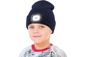 YunTuo LED Beanie for Kids, Unisex Rechargeable Headlamp Hat Winter Night Lighted Cap, Gifts for Kids Boys Girls
