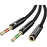SUCESO Headphone Splitter for Computer 3.5mm Splitter Mic Cable Headset 3.5mm Female to 2 Dual 3.5mm Male Mic Audio Y Splitte