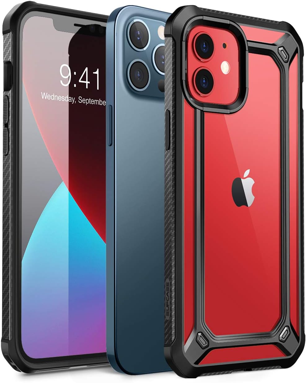 SupCase Unicorn Beetle EXO Series Case for iPhone 12 / iPhone 12 Pro (2020 Release) 6.1 Inch, Premium Hybrid Protective Clear Bumper Case (Black)