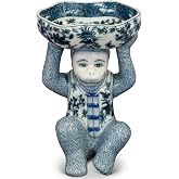 China Furniture Online Blue and White Chinese Porcelain Monkey Holding Lotus Catch-All Dish