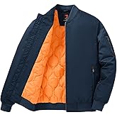 TBMPOY Men's Winter Bomber Jacket Warm Fall Casual Flight Windbreaker Padded Coats Full Zip Stylish Varsity