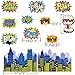 Large Superhero Action Signs Cutouts 12PCS Words and Cityscape Cut-Outs for Party Decoration