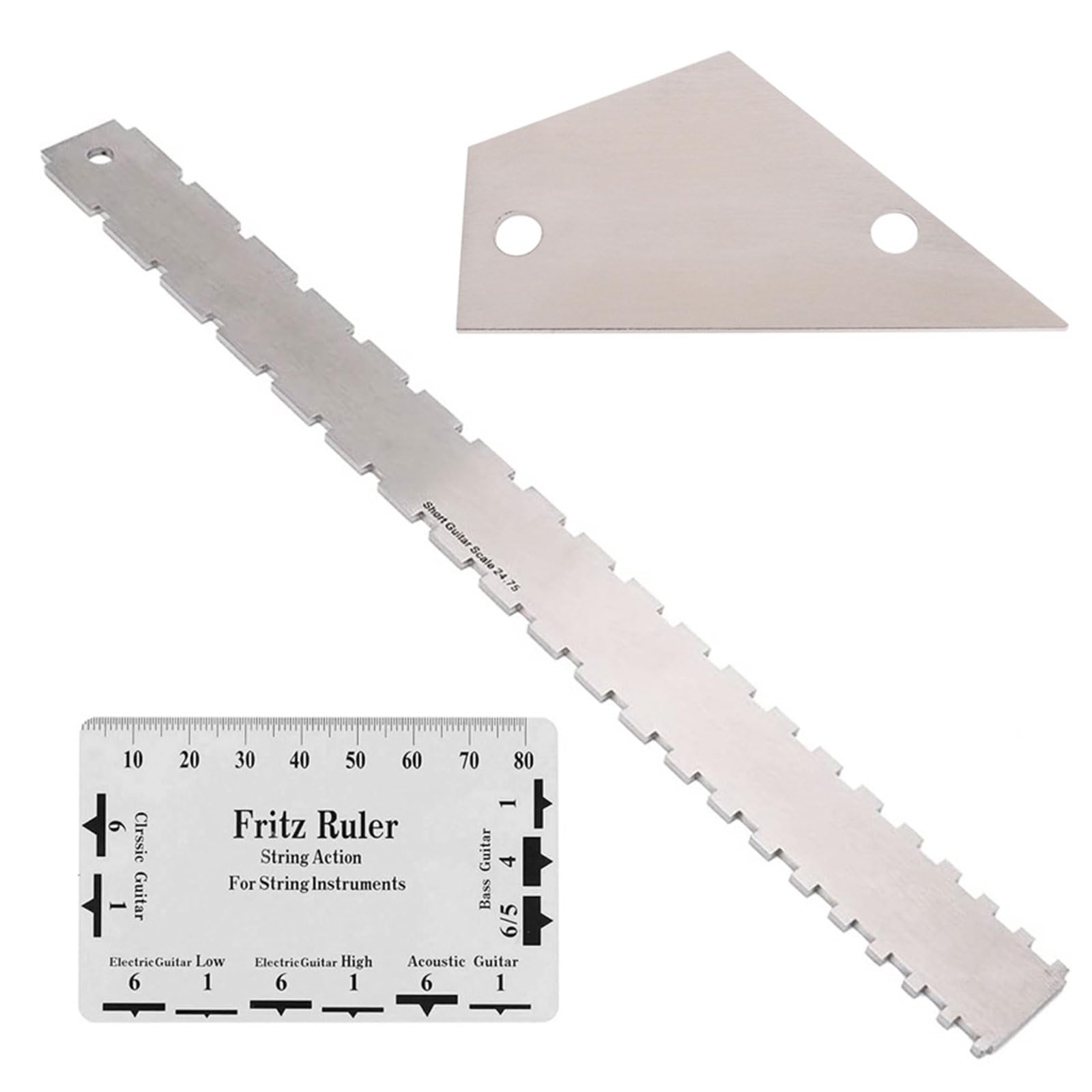 BDHI Notched Straight Edge Guitar Luthiers Tool Stainless Steel Guitar Neck Notched String Action Ruler Gauge for Most Guitar Fretboards(Y247-1)