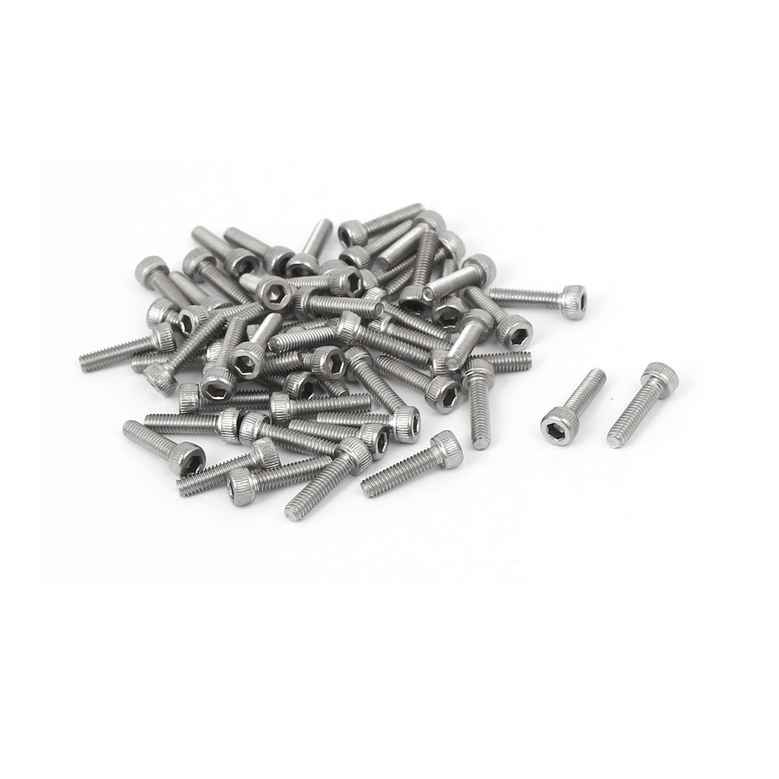 uxcell M2.5 x 10mm Thread 304 Stainless Steel Hex Socket Head Cap Screw DIN912 55pcs