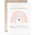 MAGJUCHE Rainbow First Birthday Card For Granddaughter, Rose Gold Boho Girl 1st Birthday Card From Grandpa Grandma