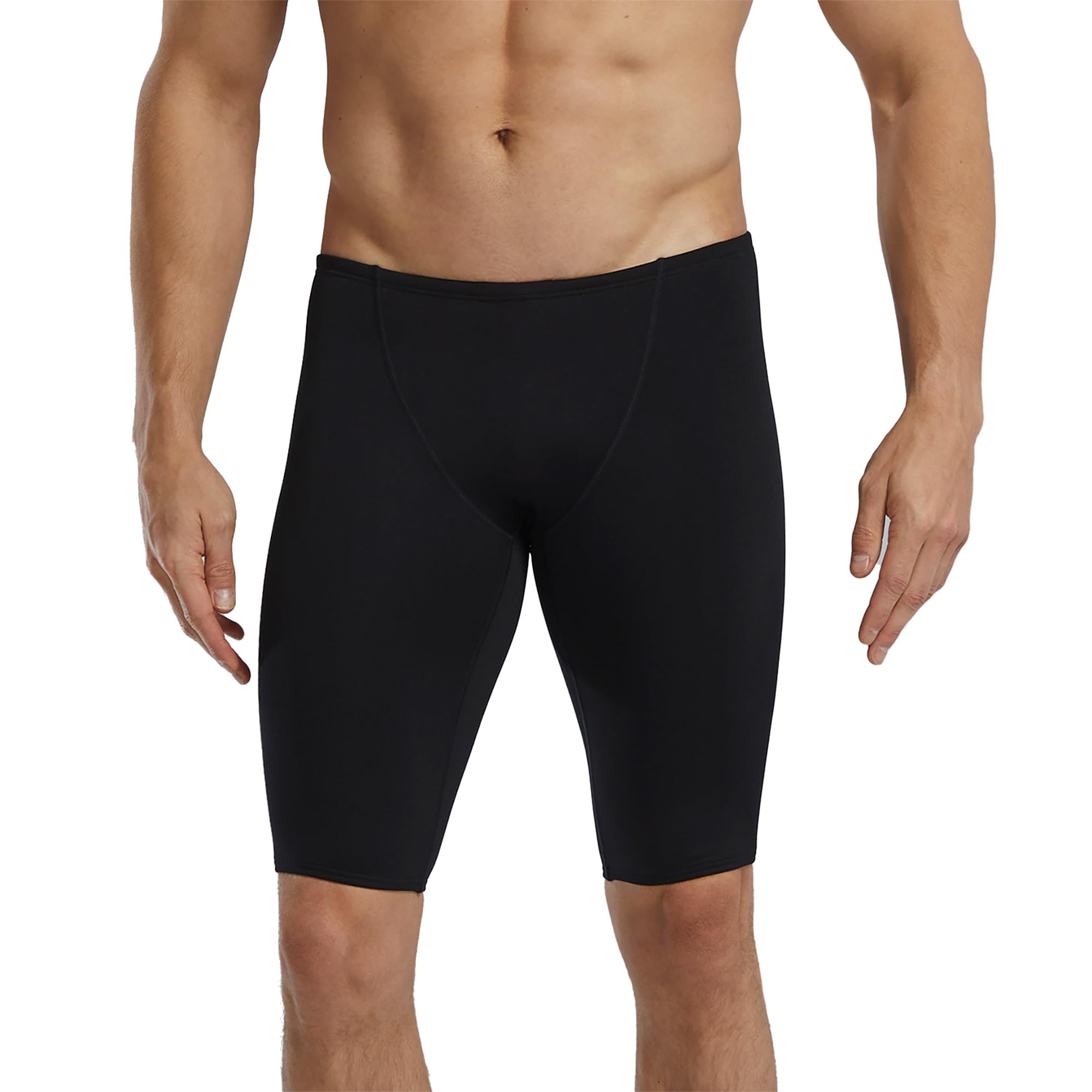 TYR Men's Durafast Elite Solid Jammer Swimsuit, Black/Logo, 26 Image