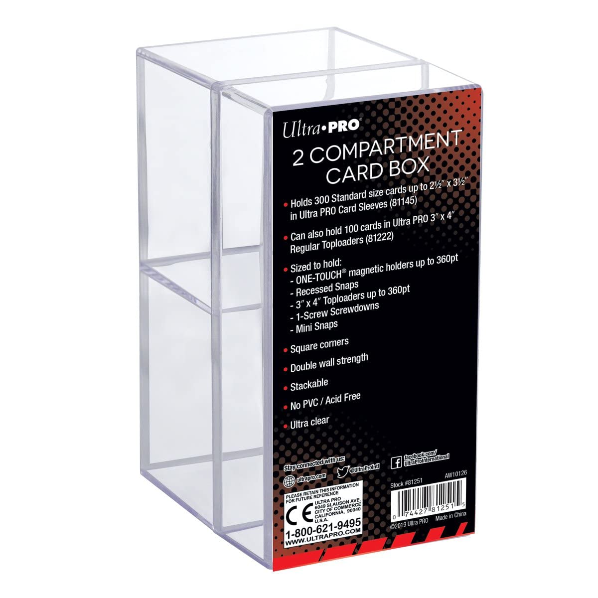 Ultra Pro 81251 Card Box 2 Compartment Clear