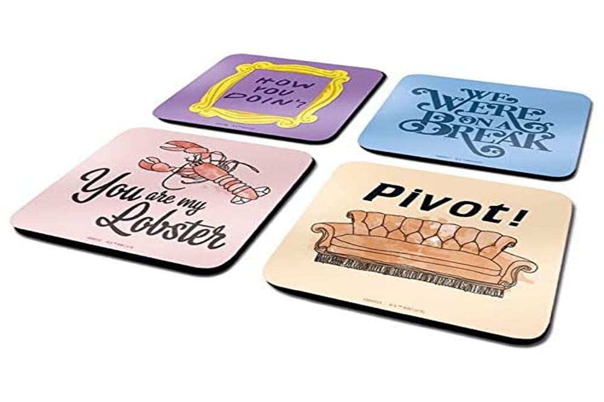 FRIENDS Zitate Unisex Standard Cork Coasters,Purple / Blue / Pink