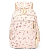 jingyuKJ Coquette Bow Backpack - Cute Preppy Backpack Kawaii Bow Daypack Aesthetic Rucksack (Pink)